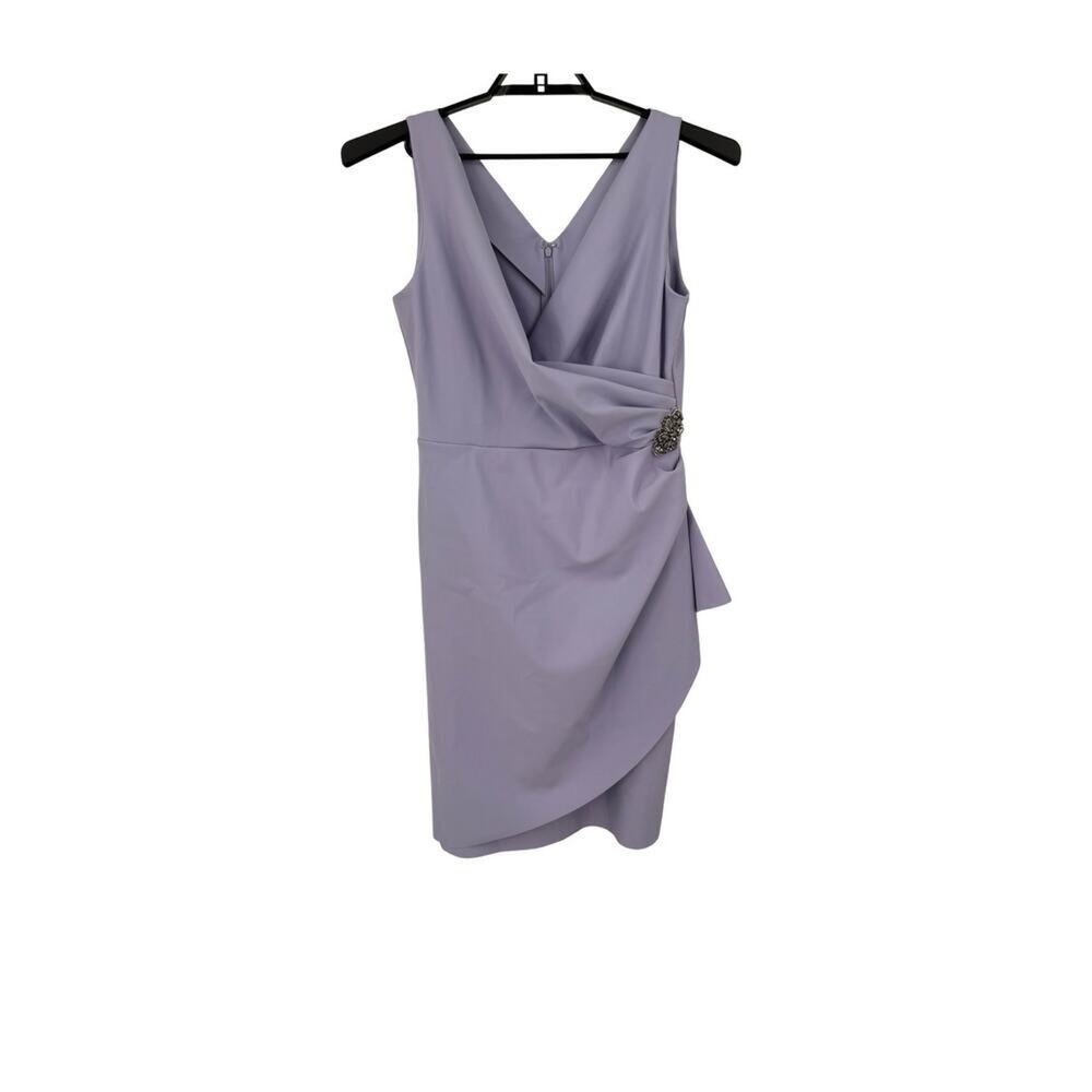 Alex Evenings short ruched sheath faux wrap dress light purple size 12